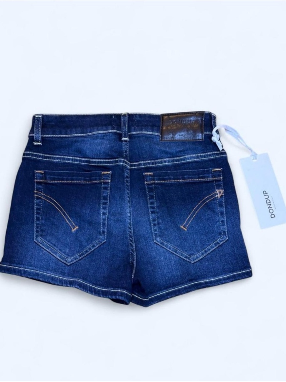 NWT Dondup Women's Dark Blue Denim Statement Button Mini Shorts - Picture 2 of 8